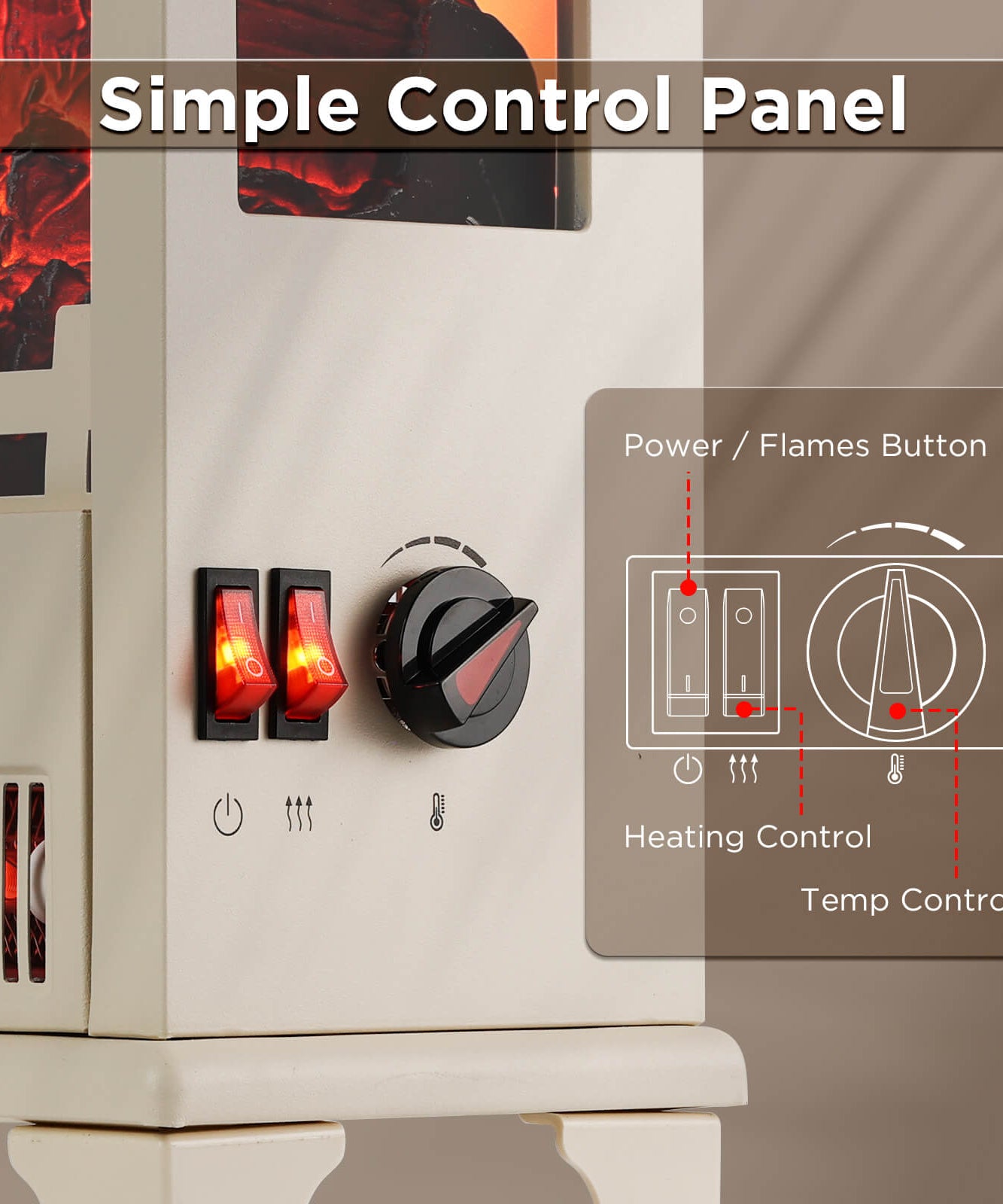 (Open Box) Suburbs TS17Q Electric Fireplace Stove Heater