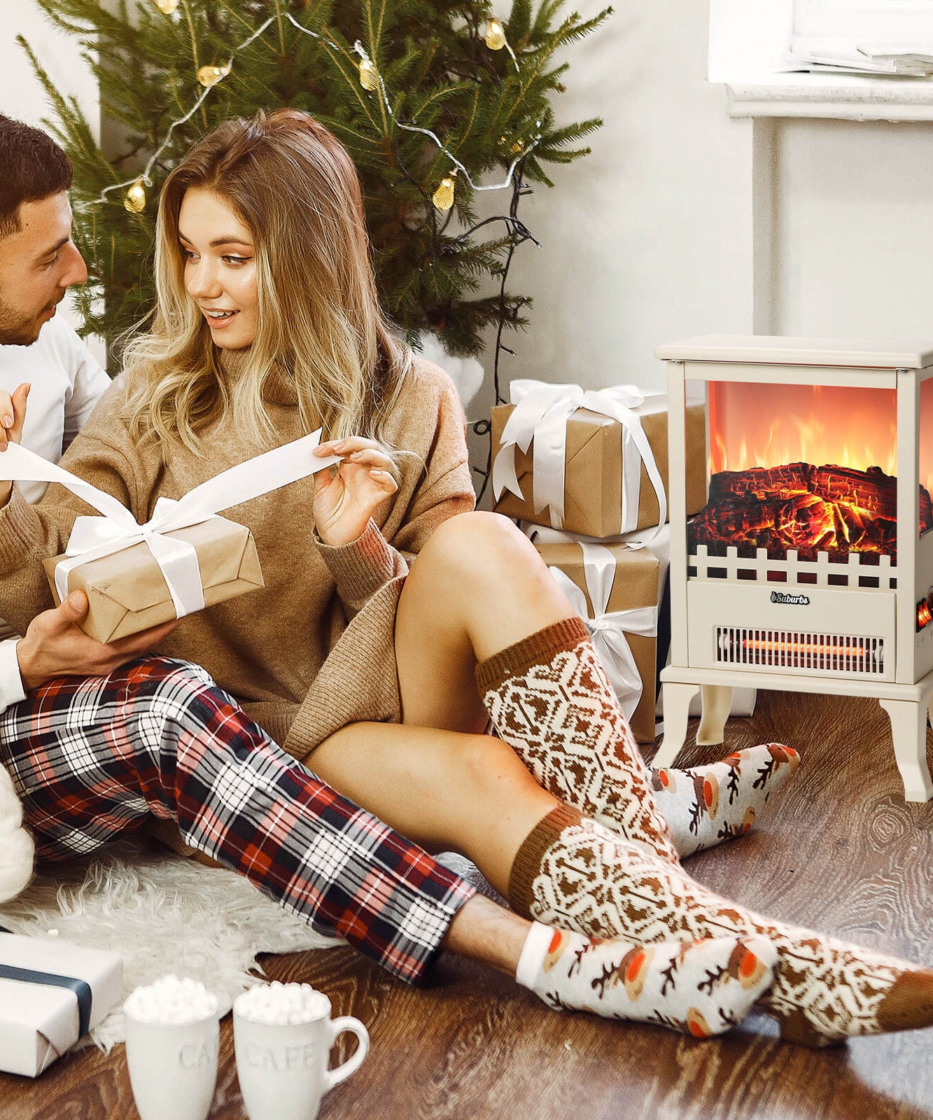 (Open Box) Suburbs TS17Q Electric Fireplace Stove Heater