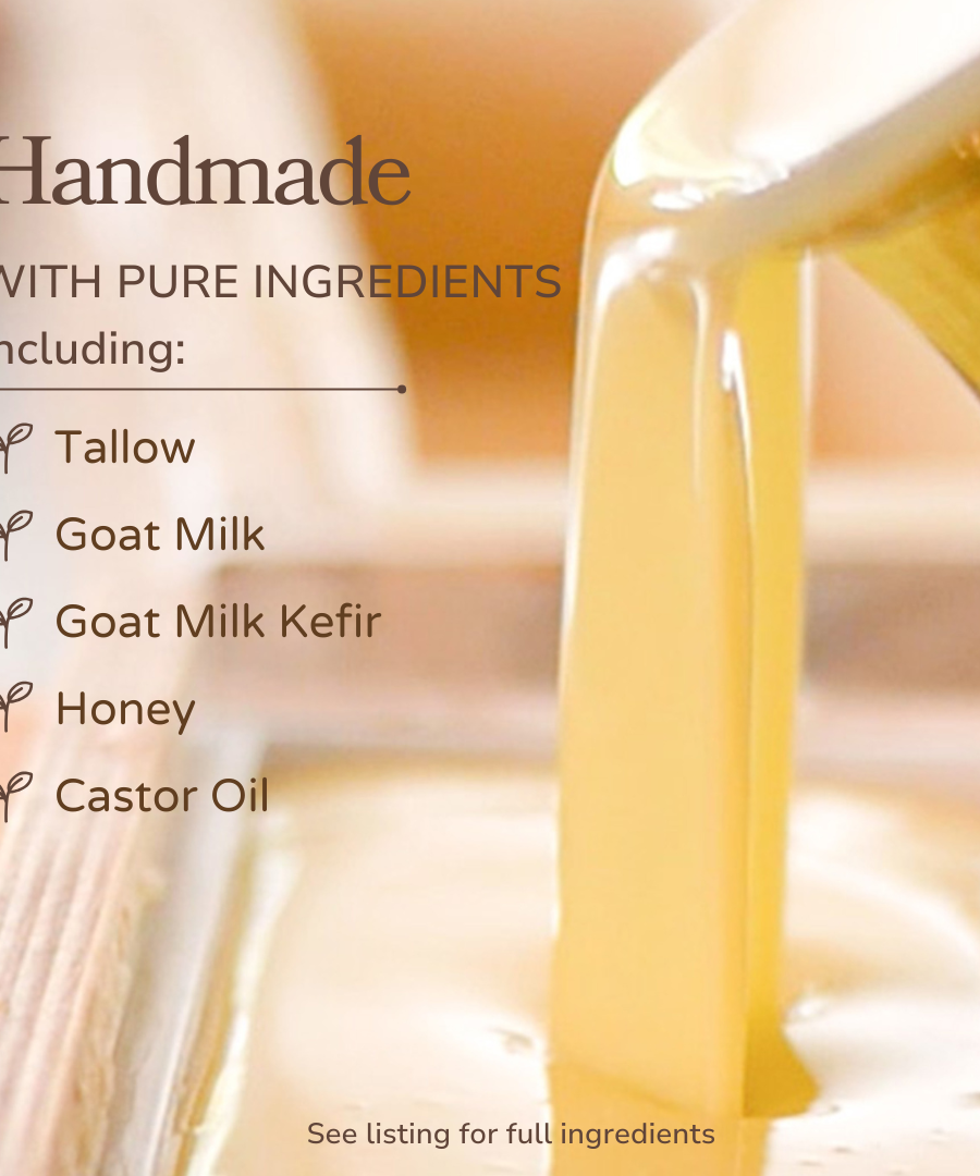 Pure Tallow + Honey Fragrance Free Handmade Tallow and Goat Milk Soap Bar