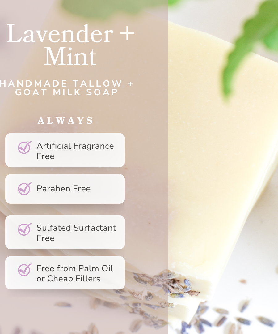 Lavender + Mint Handmade Tallow and Goat Milk Soap Bar
