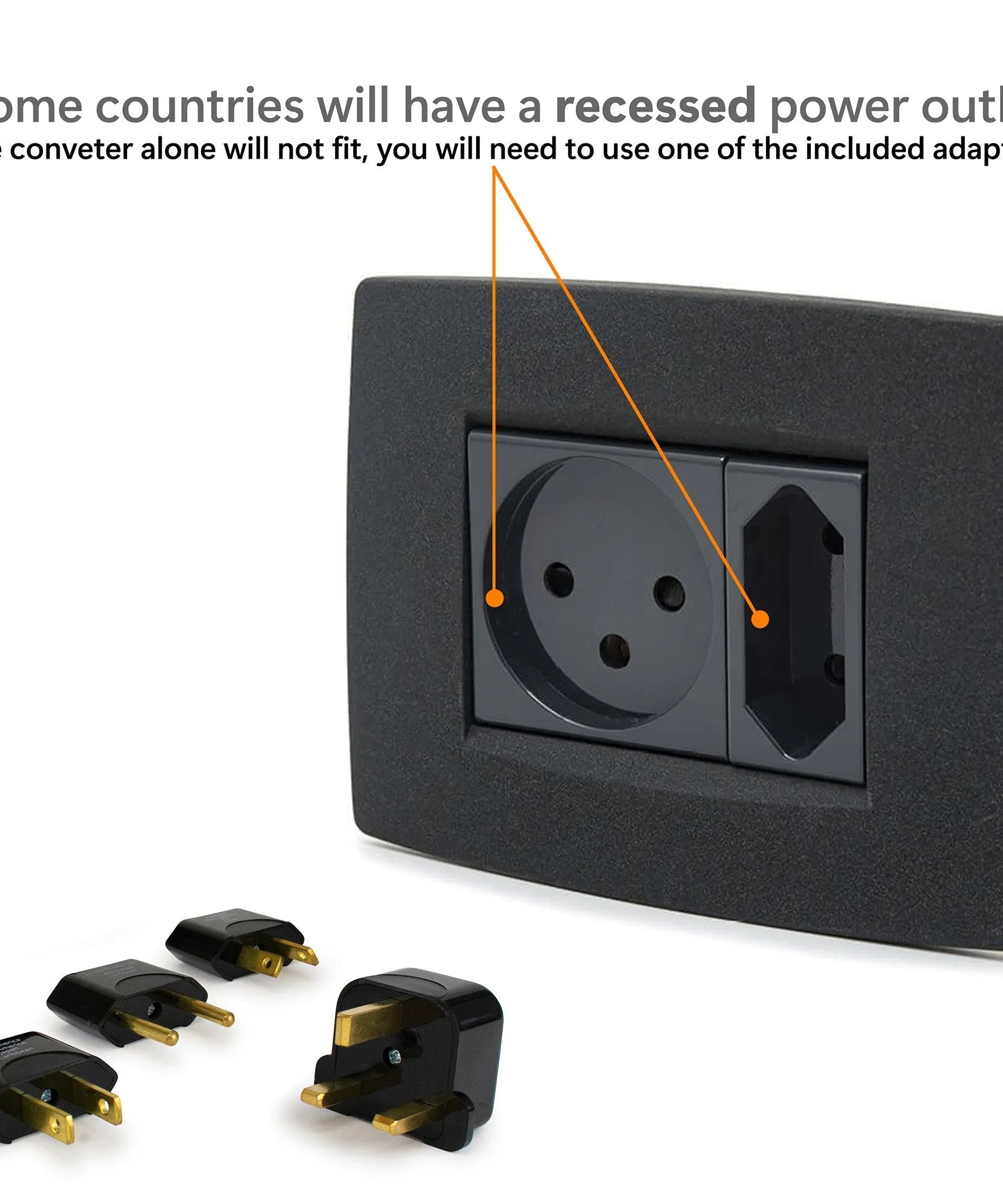 Reise-Abwärtsspannungswandler- und Adapter-Kit mit Beutel