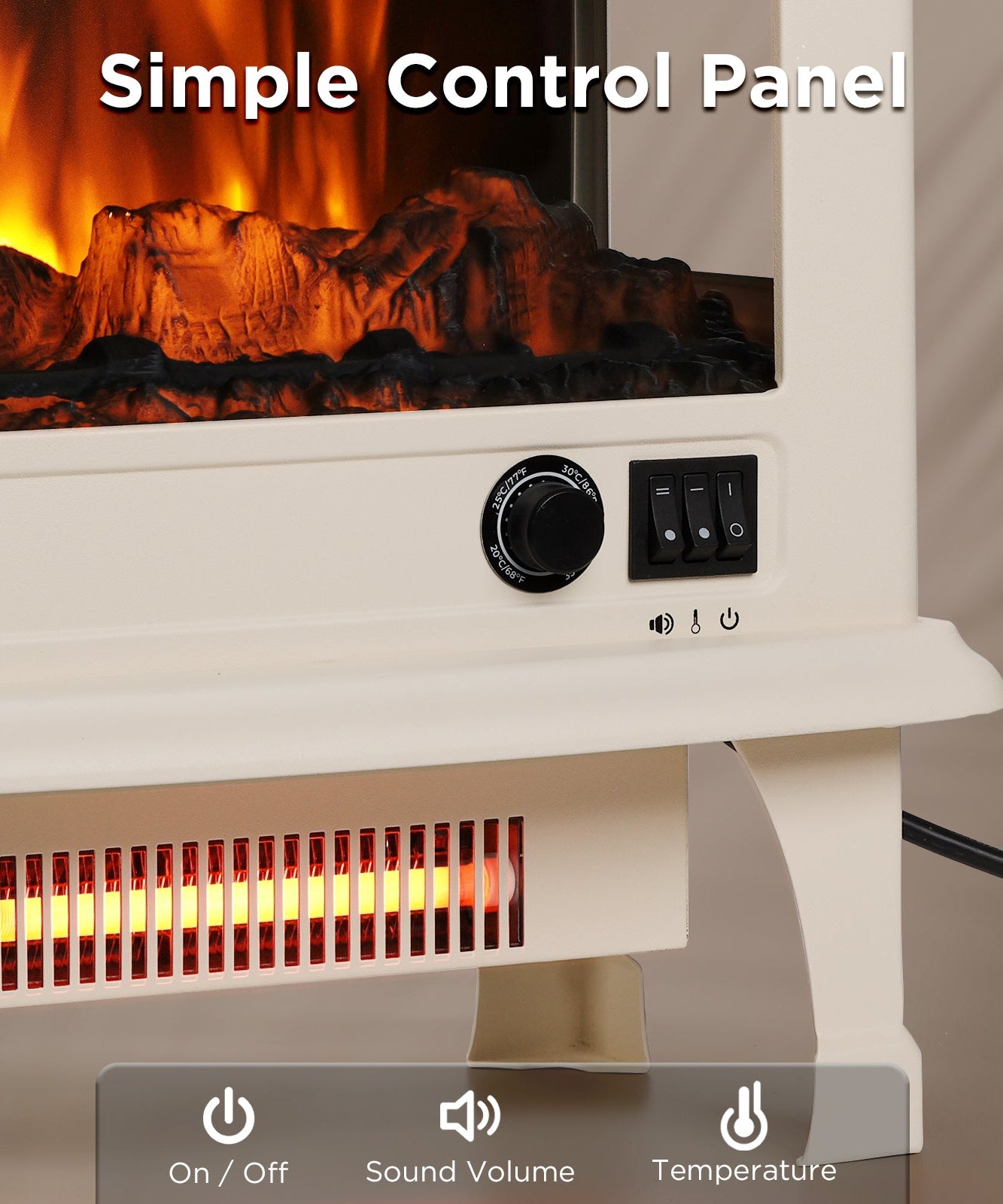 Suburbs TS20-SD Electric Fireplace Stove Heater with Sound