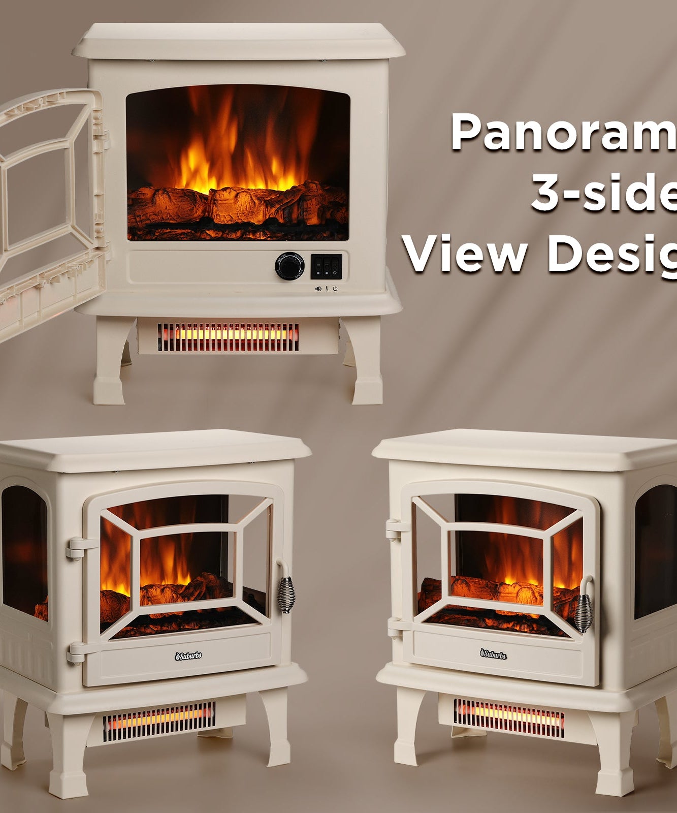 Suburbs TS20-SD Electric Fireplace Stove Heater with Sound