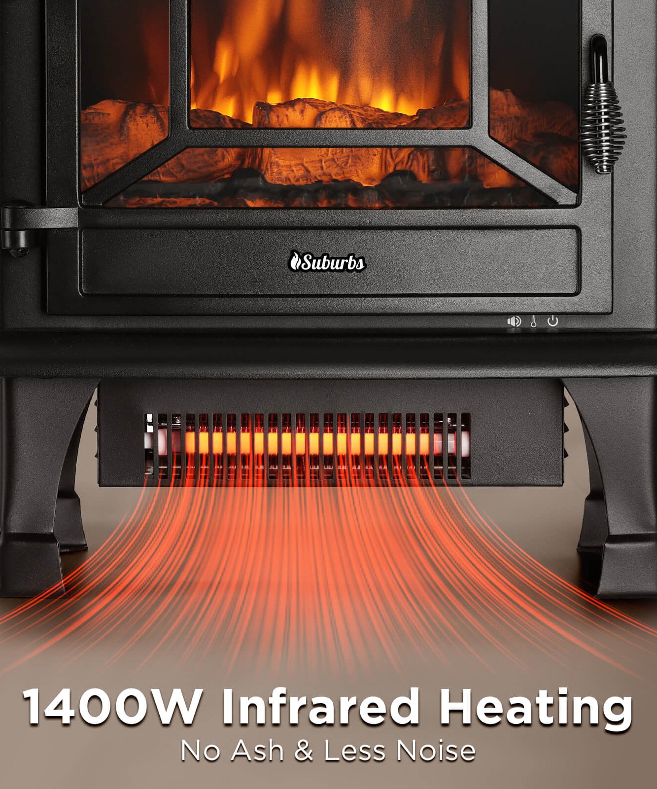 Suburbs TS20-SD Electric Fireplace Stove Heater with Sound