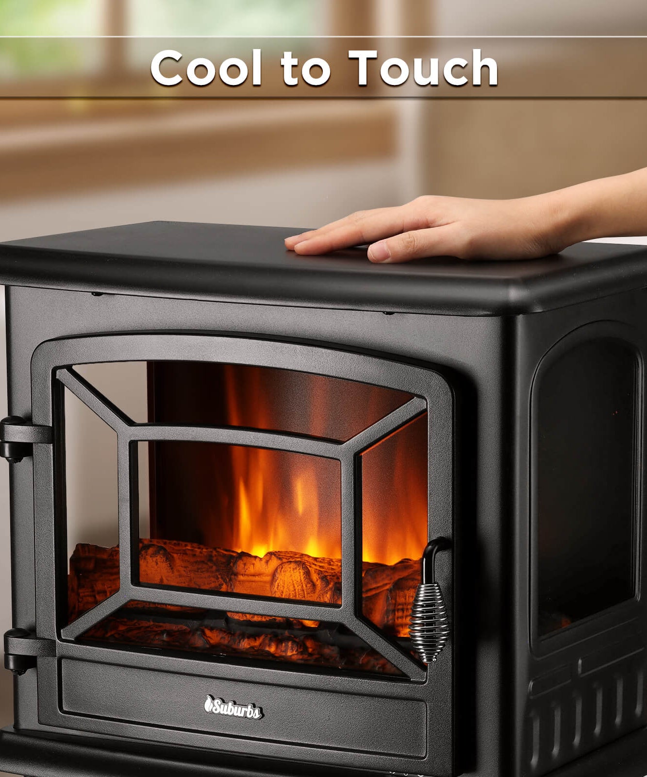 Suburbs TS20-SD Electric Fireplace Stove Heater with Sound