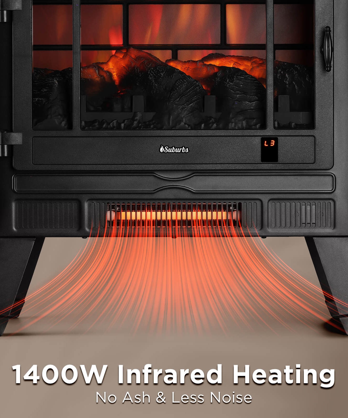 Suburbs TS25 Smart Electric Fireplace Stove Heater, WiFi Enabled