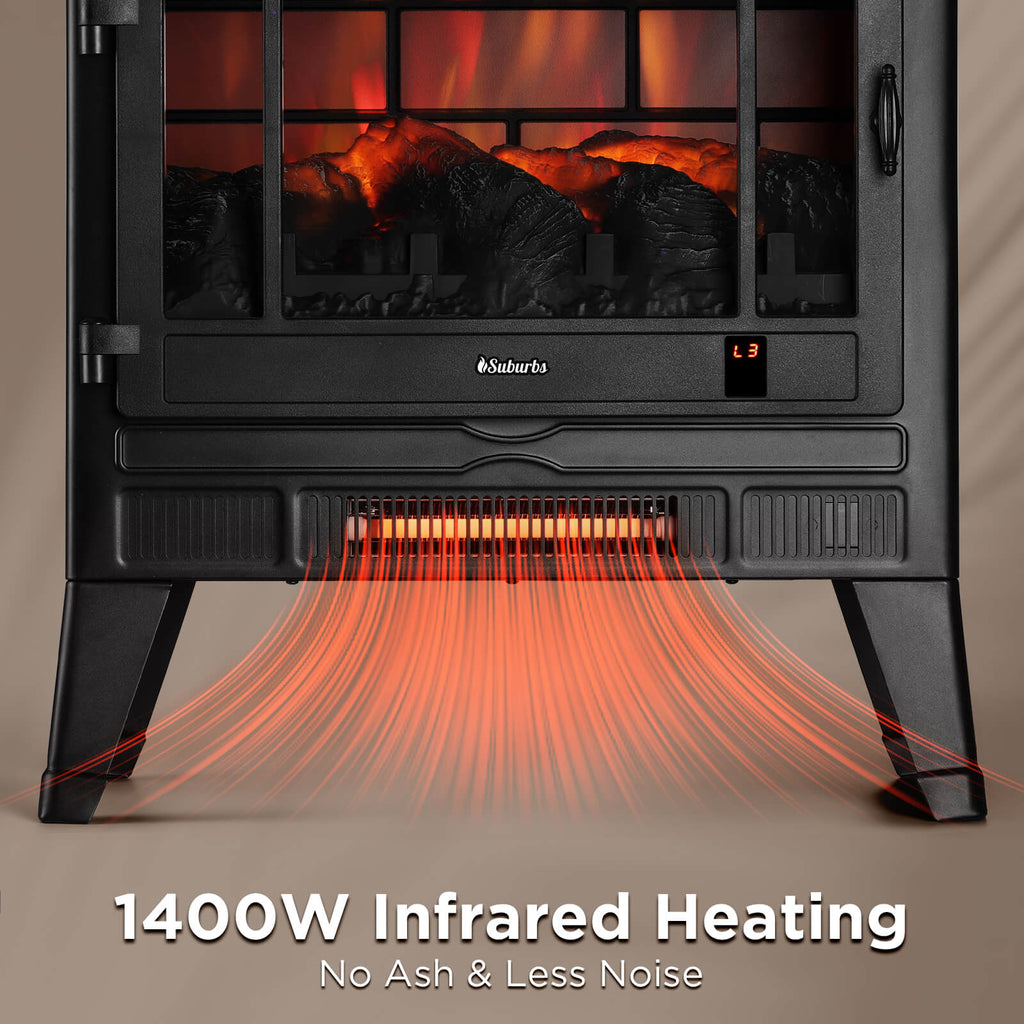 Suburbs TS25 Smart Electric Fireplace Stove Heater, WiFi Enabled