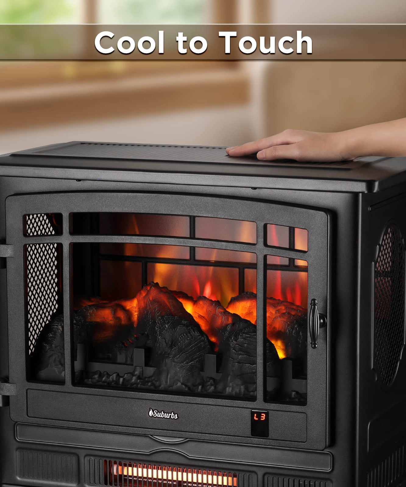 Suburbs TS25 Smart Electric Fireplace Stove Heater, WiFi Enabled