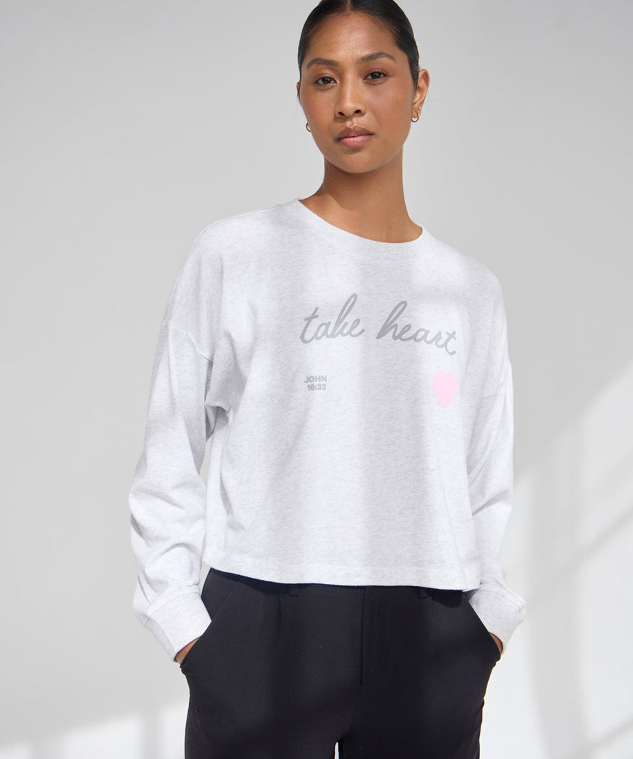Take Heart Cropped LS Women's Tee