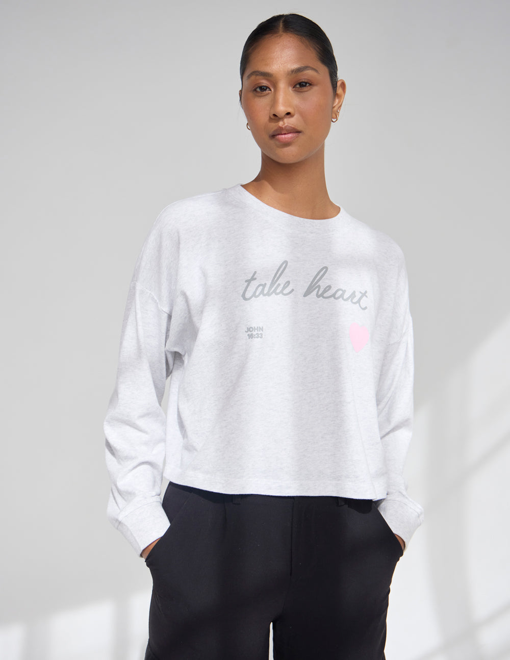 Take Heart Cropped LS Women's Tee