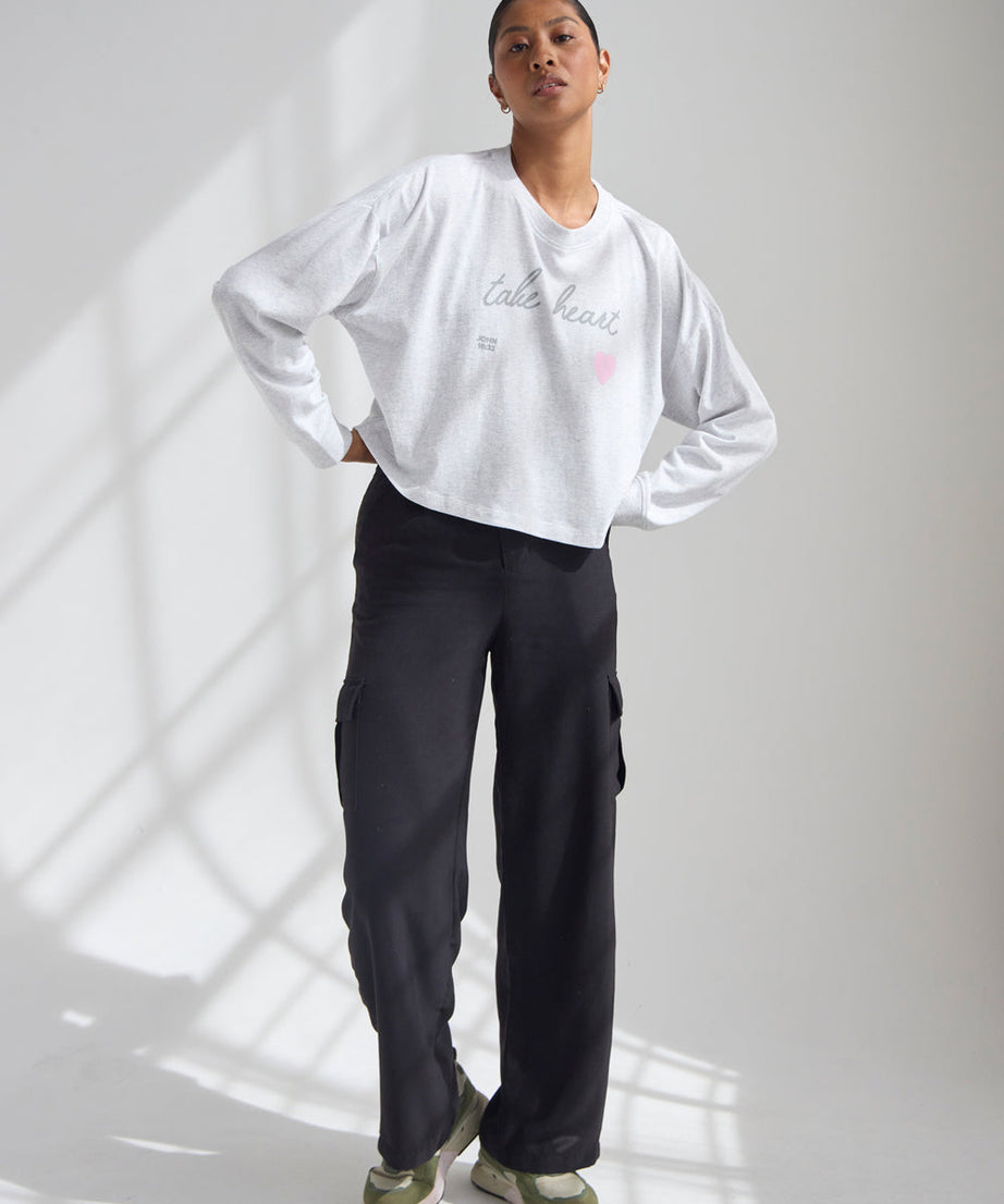 Take Heart Cropped LS Women's Tee