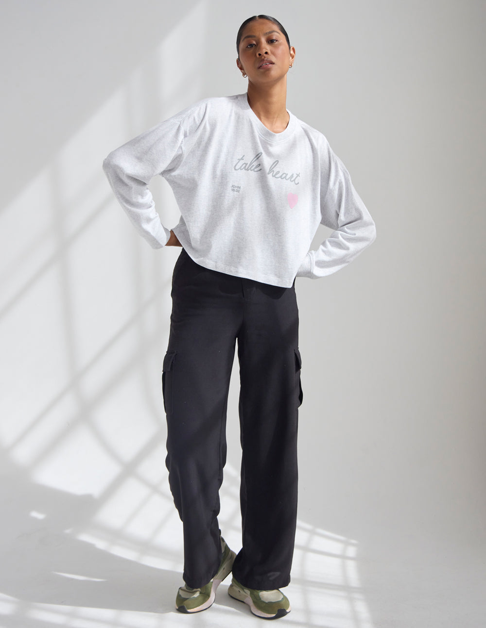 Take Heart Cropped LS Women's Tee