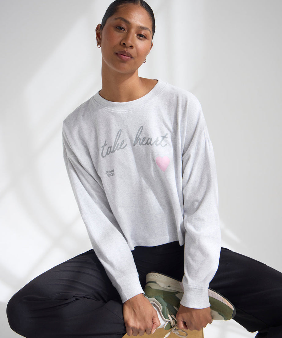 Take Heart Cropped LS Women's Tee