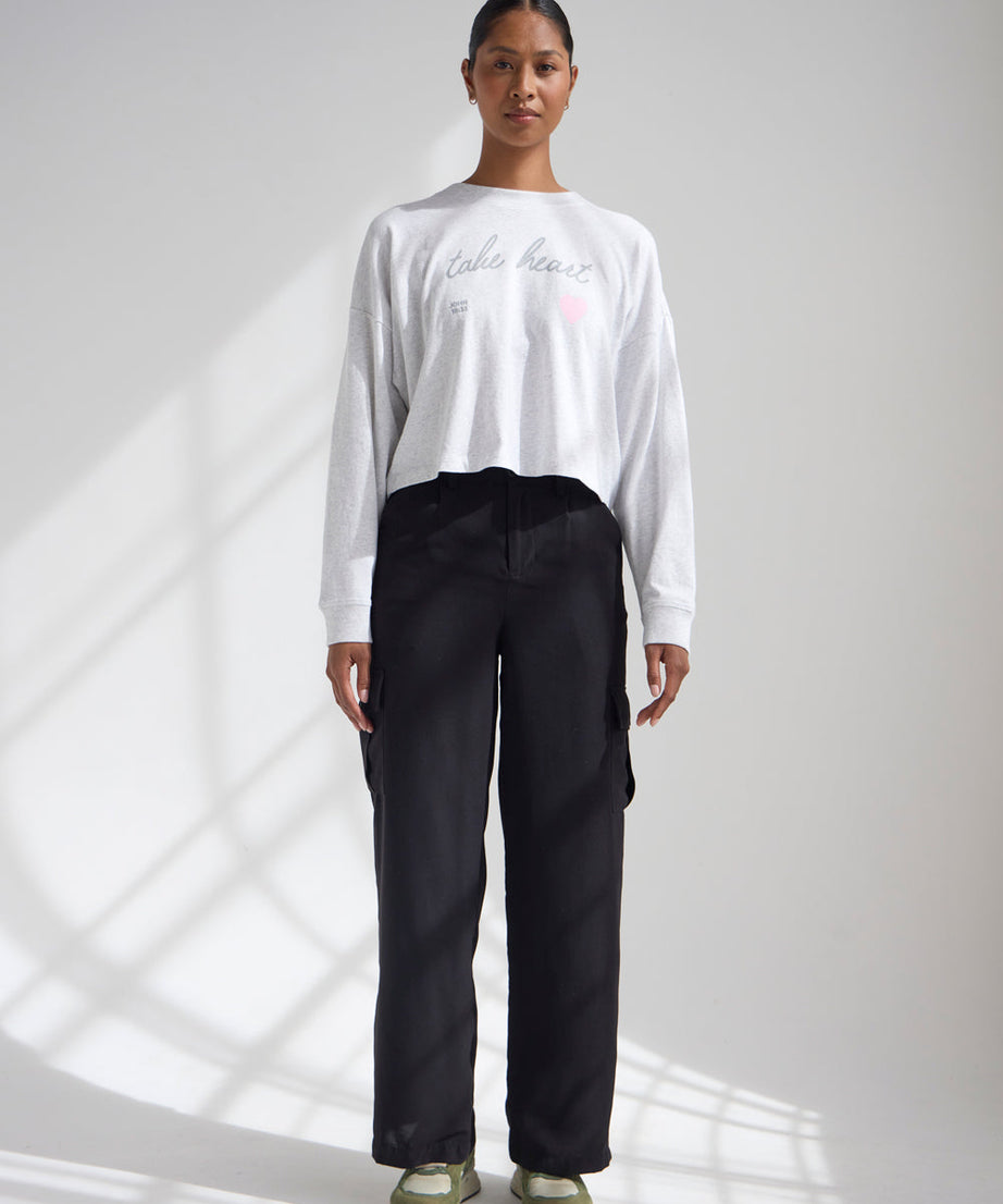Take Heart Cropped LS Women's Tee
