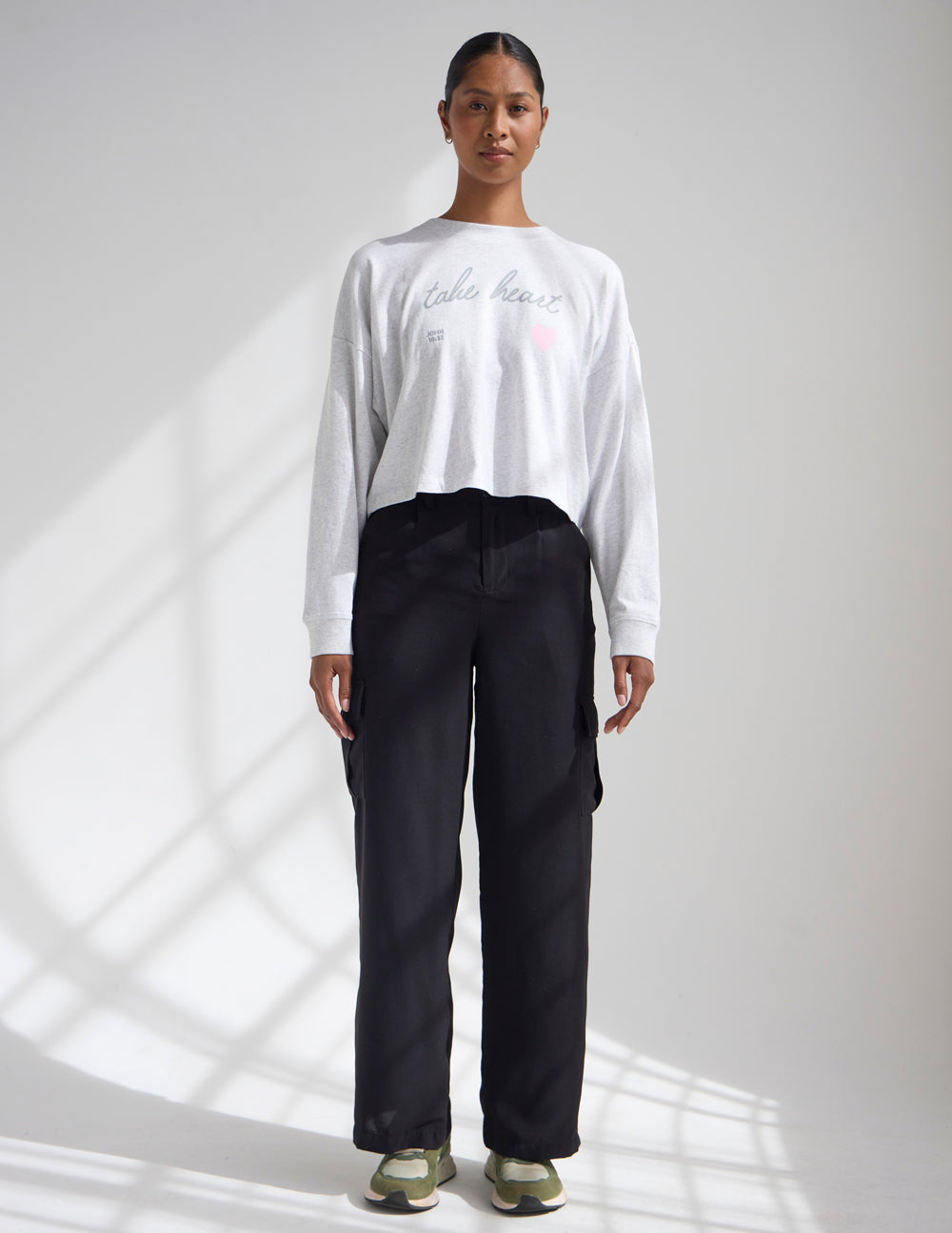 Take Heart Cropped LS Women's Tee