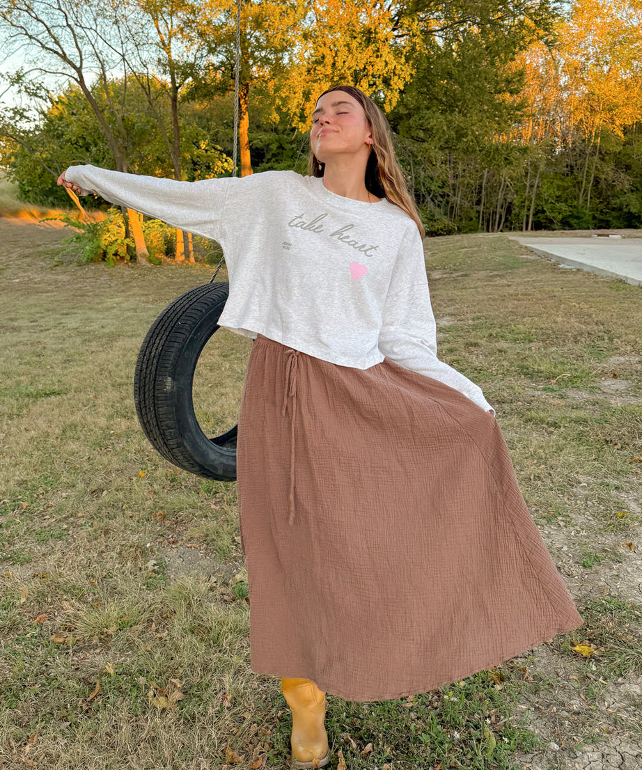 Take Heart Cropped LS Women's Tee