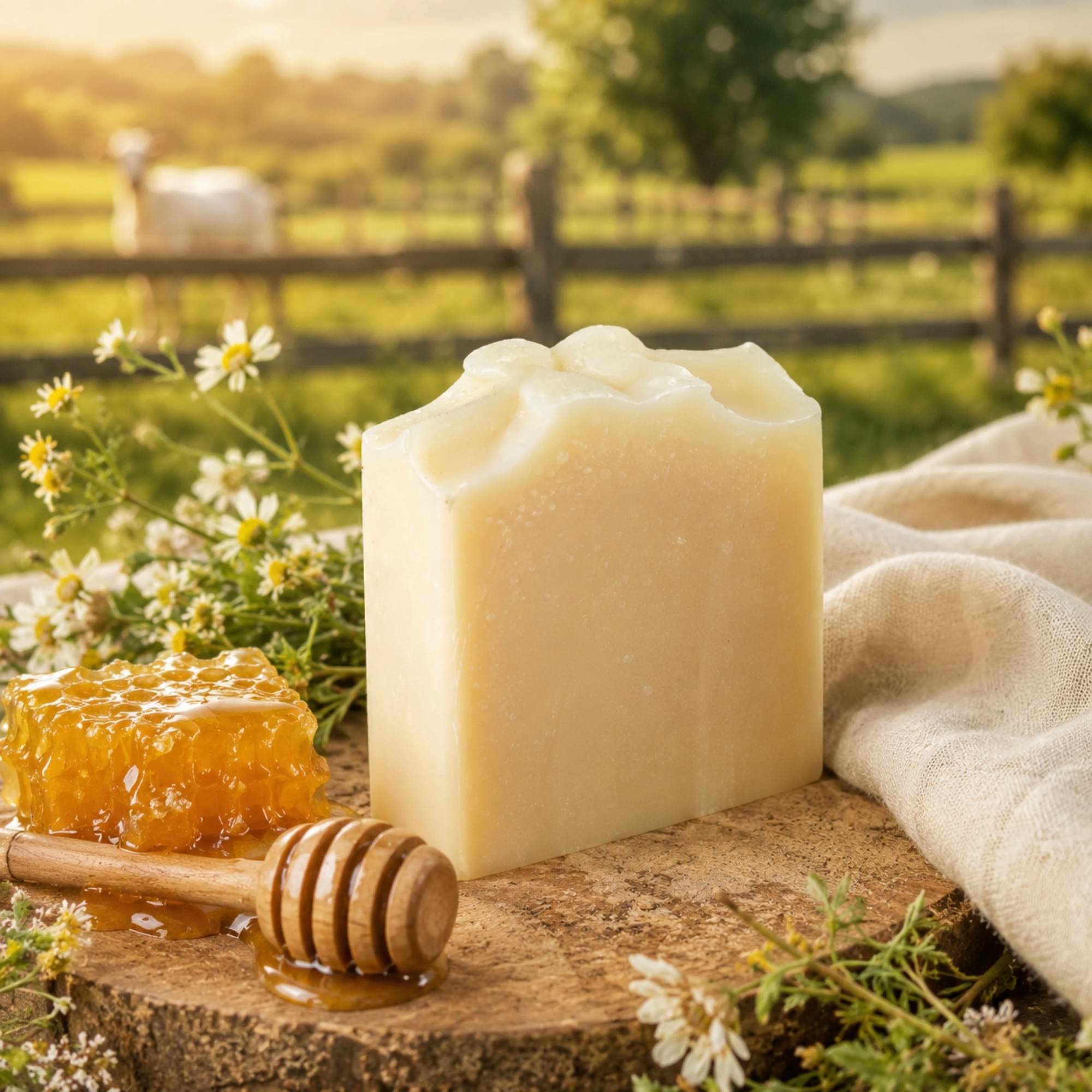 Pure Tallow + Honey Fragrance Free Handmade Tallow and Goat Milk Soap Bar