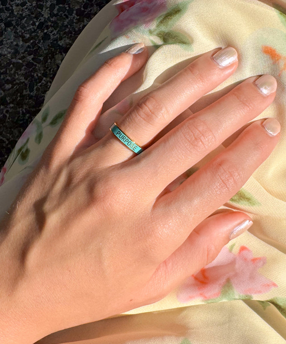 Teal Enamel Purpose Ring