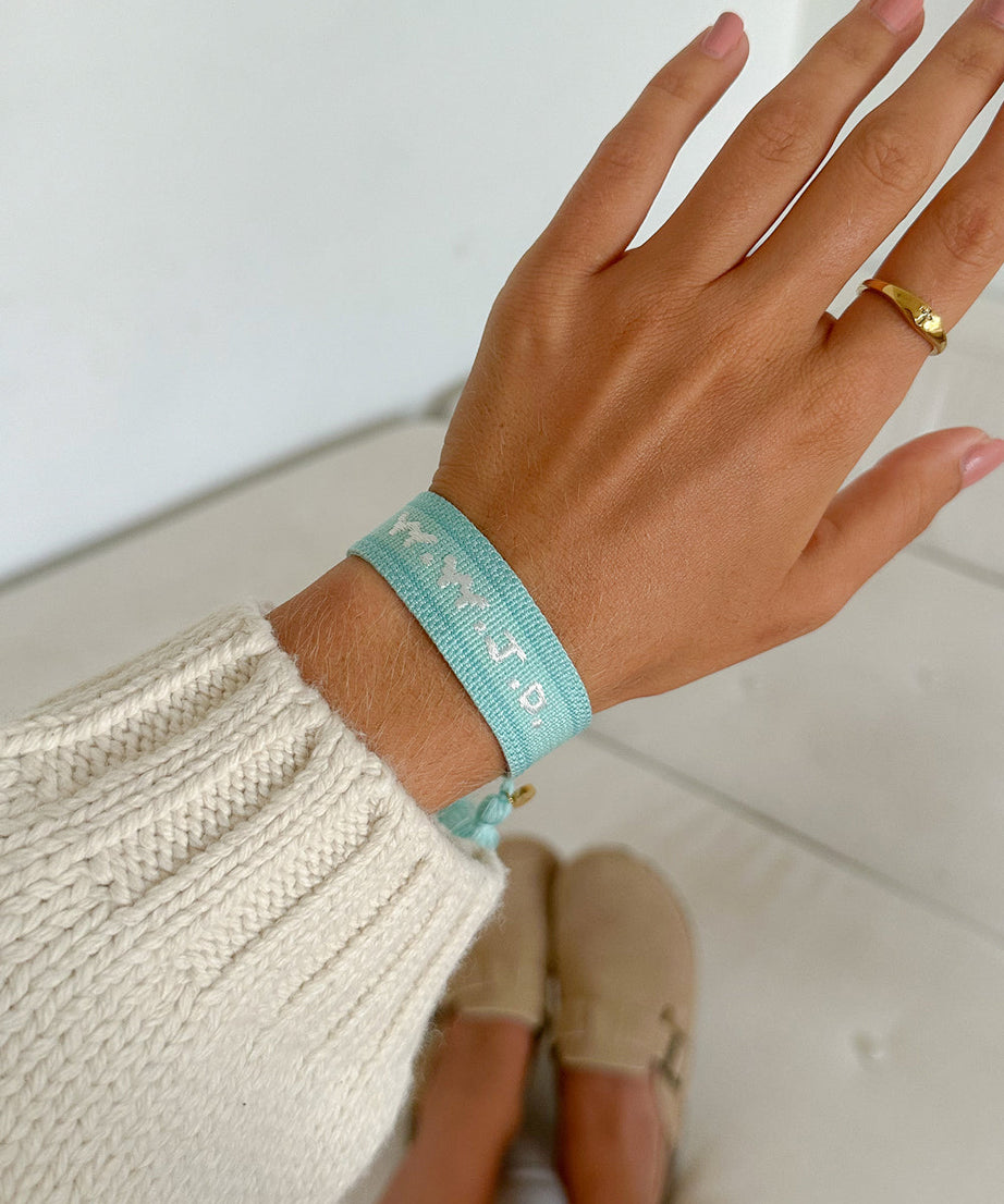 Teal WWJD Embroidered Bracelet