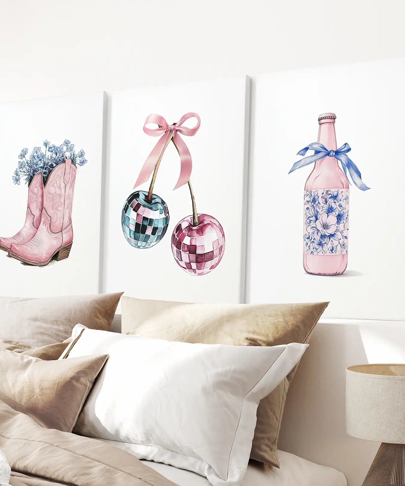 Kirschen Discokugel Preppy Rosa Wandkunstdrucke
