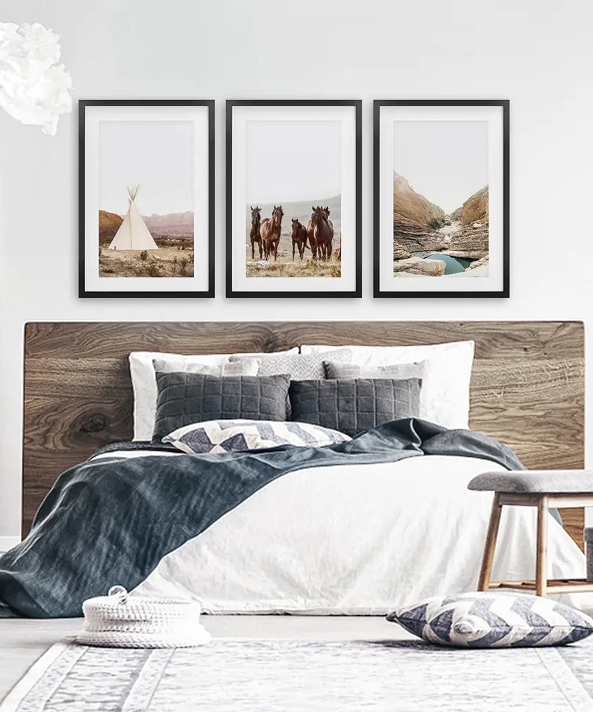 Native American Desert Landscape. Wall Art Set of 3 Prints