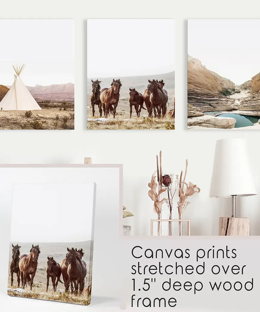 Native American Desert Landscape. Wall Art Set of 3 Prints
