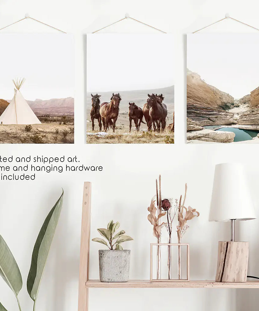 Native American Desert Landscape. Wall Art Set of 3 Prints