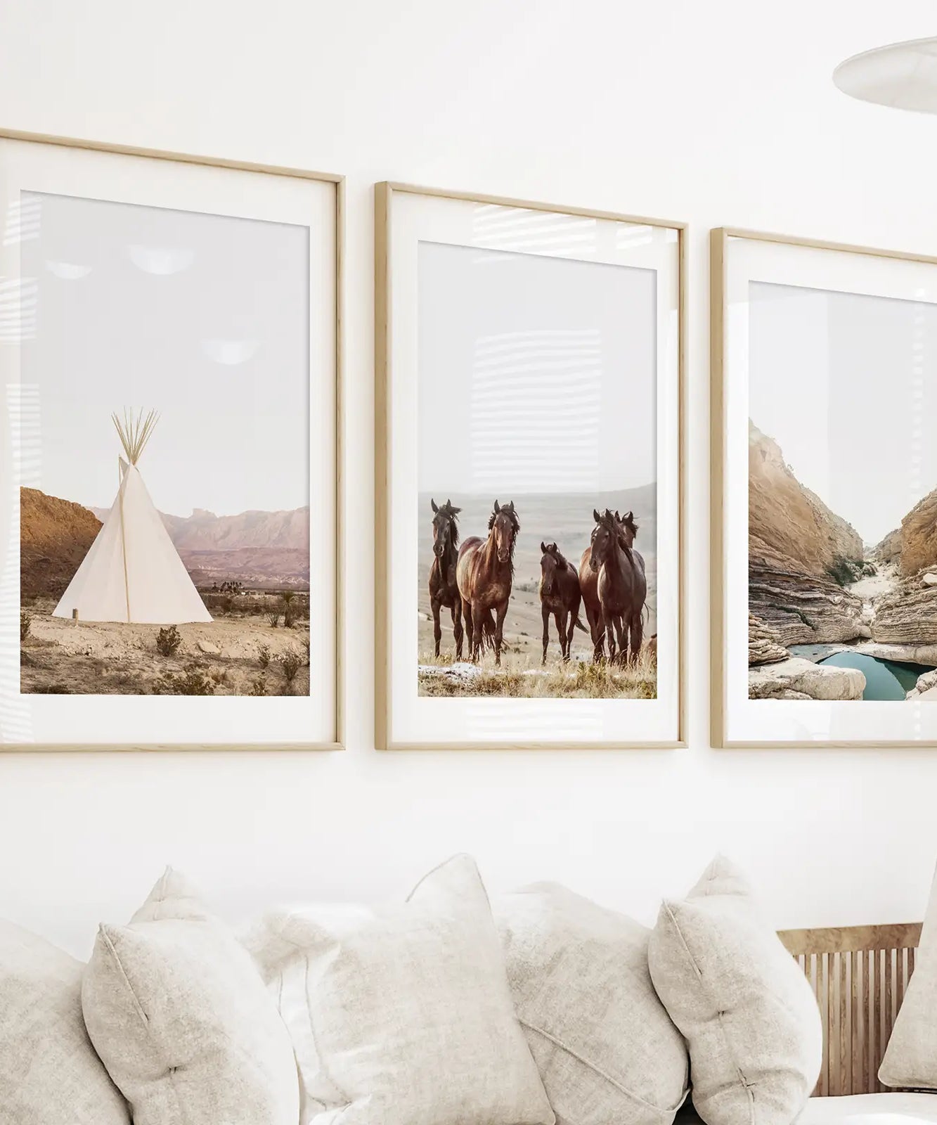 Native American Desert Landscape. Wall Art Set of 3 Prints