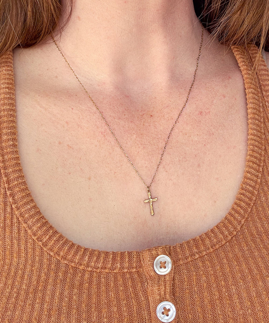 Textured Cross Necklace