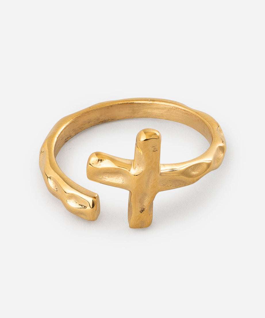 Textured Wrapped Cross Ring