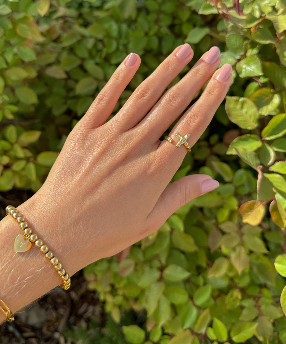 Textured Wrapped Cross Ring