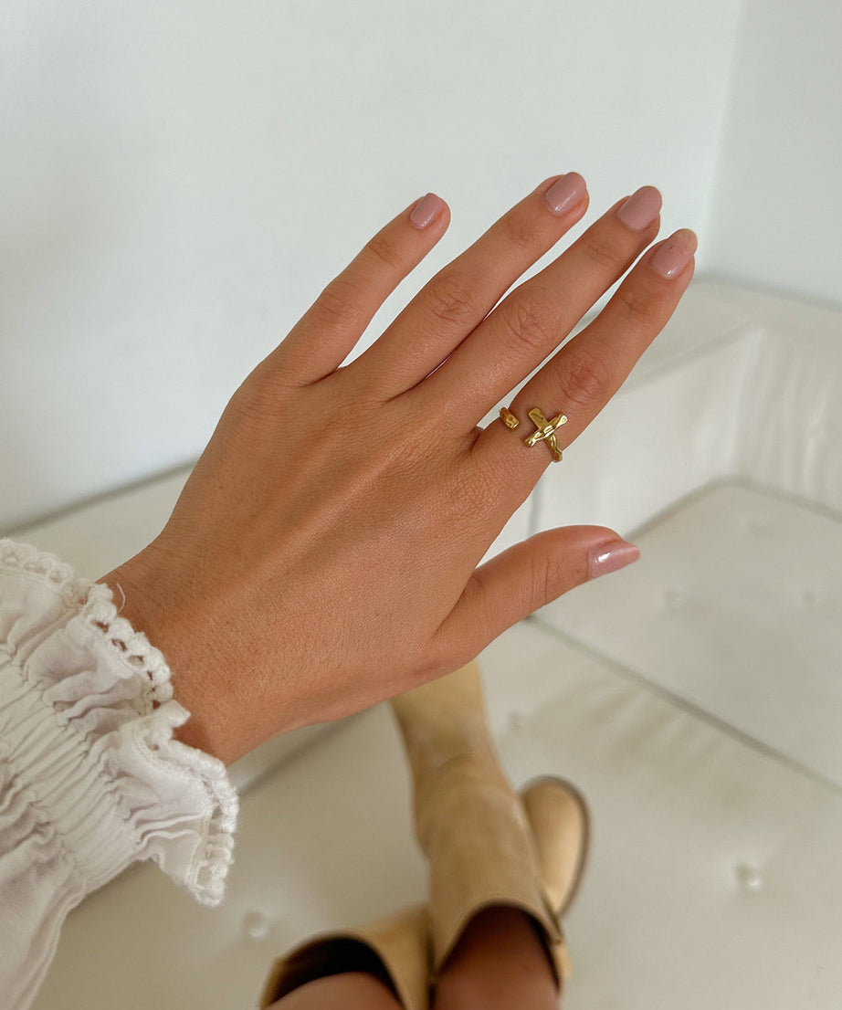 Textured Wrapped Cross Ring