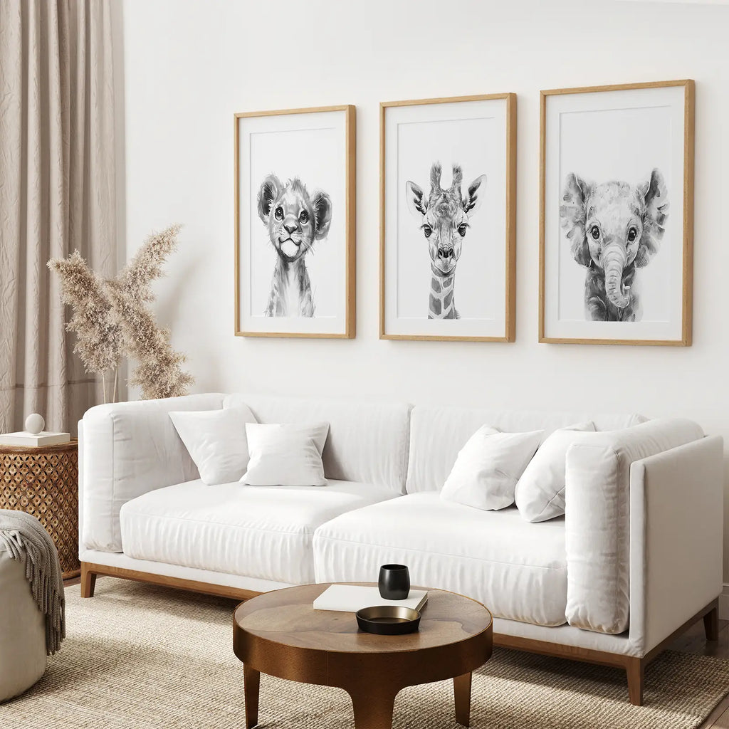 Black and White Jungle Animal Baby Room Decor