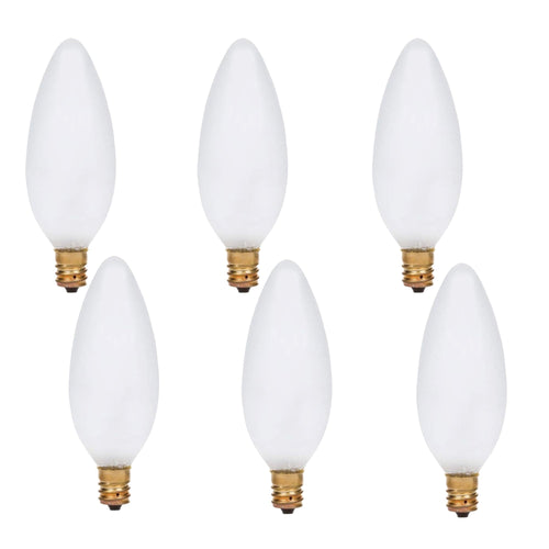 Foundation™ 40-Watt Incandescent Dimmable Light Bulb - 2700K Soft White, E12 Candelabra Base, Torpedo - 6-Pack