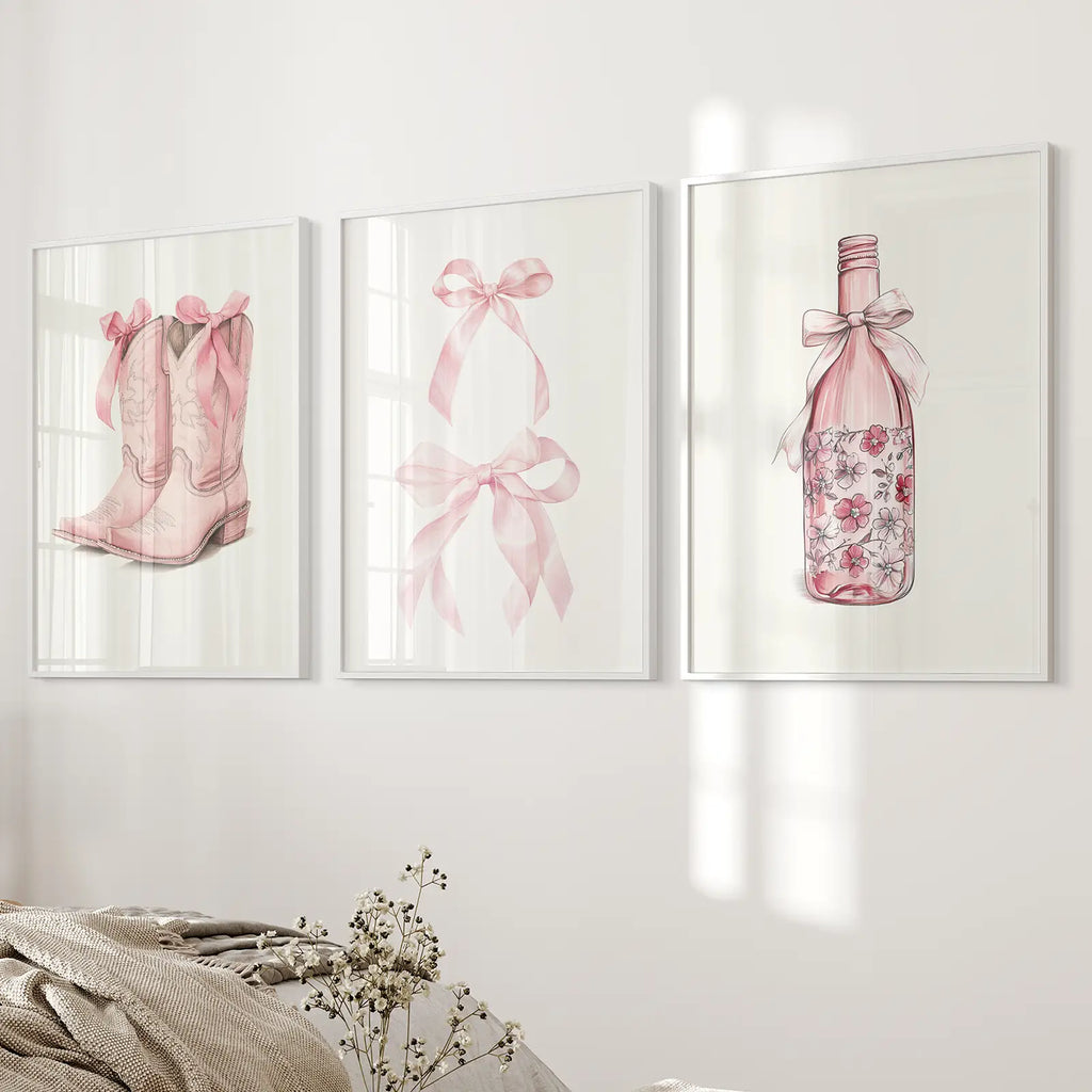 Cowgirl Boots Preppy Modern Wall Art Poster Set