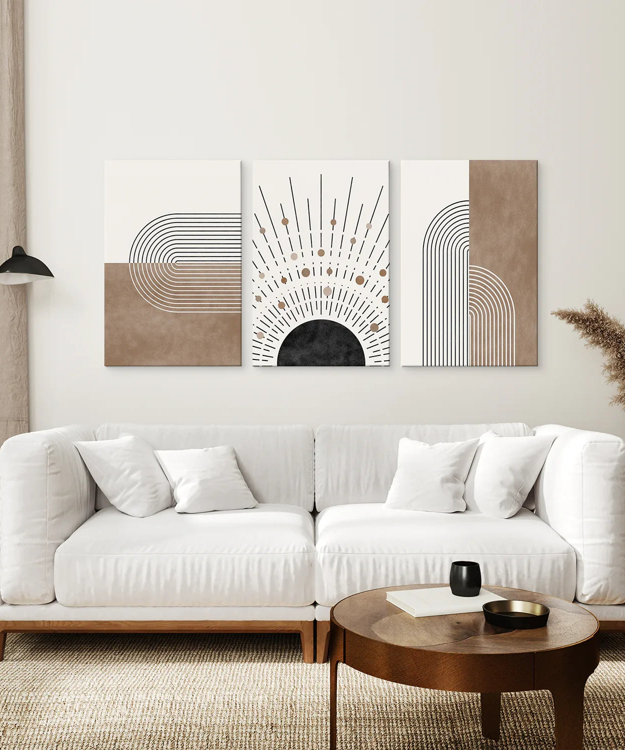 Trendiges Mid Century Stil 3er-Set Kunstdrucke. Boho-Kunst
