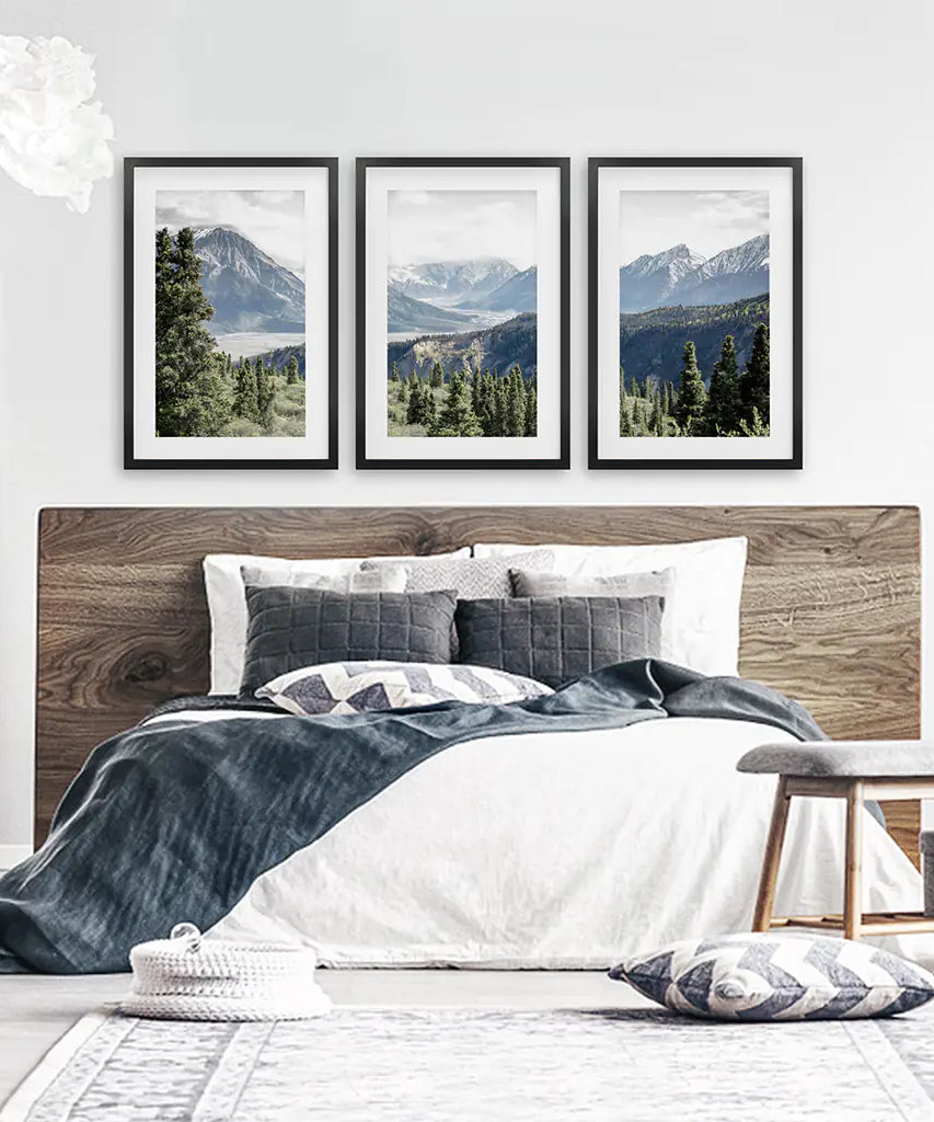 Kluane Nationalpark Wildnis Natur Triptychon. Bergedrucke