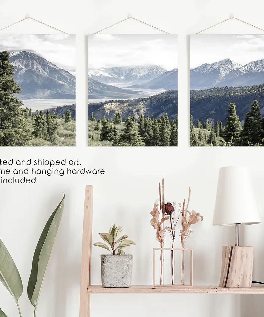 Kluane Nationalpark Wildnis Natur Triptychon. Bergedrucke