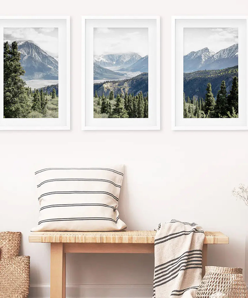 Kluane Nationalpark Wildnis Natur Triptychon. Bergedrucke