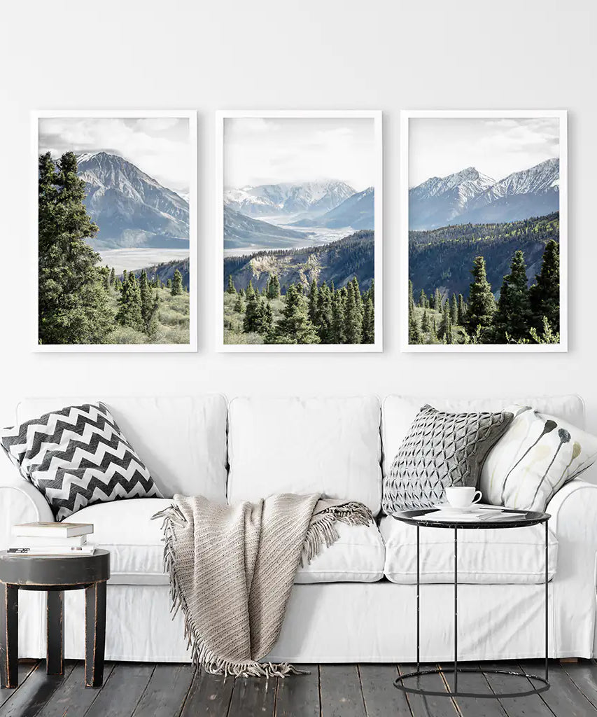 Kluane Nationalpark Wildnis Natur Triptychon. Bergedrucke