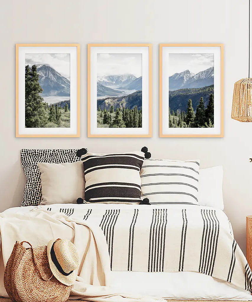 Kluane Nationalpark Wildnis Natur Triptychon. Bergedrucke