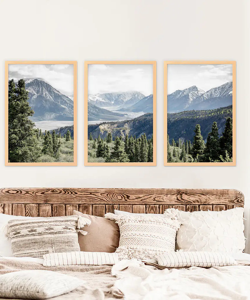Kluane Nationalpark Wildnis Natur Triptychon. Bergedrucke