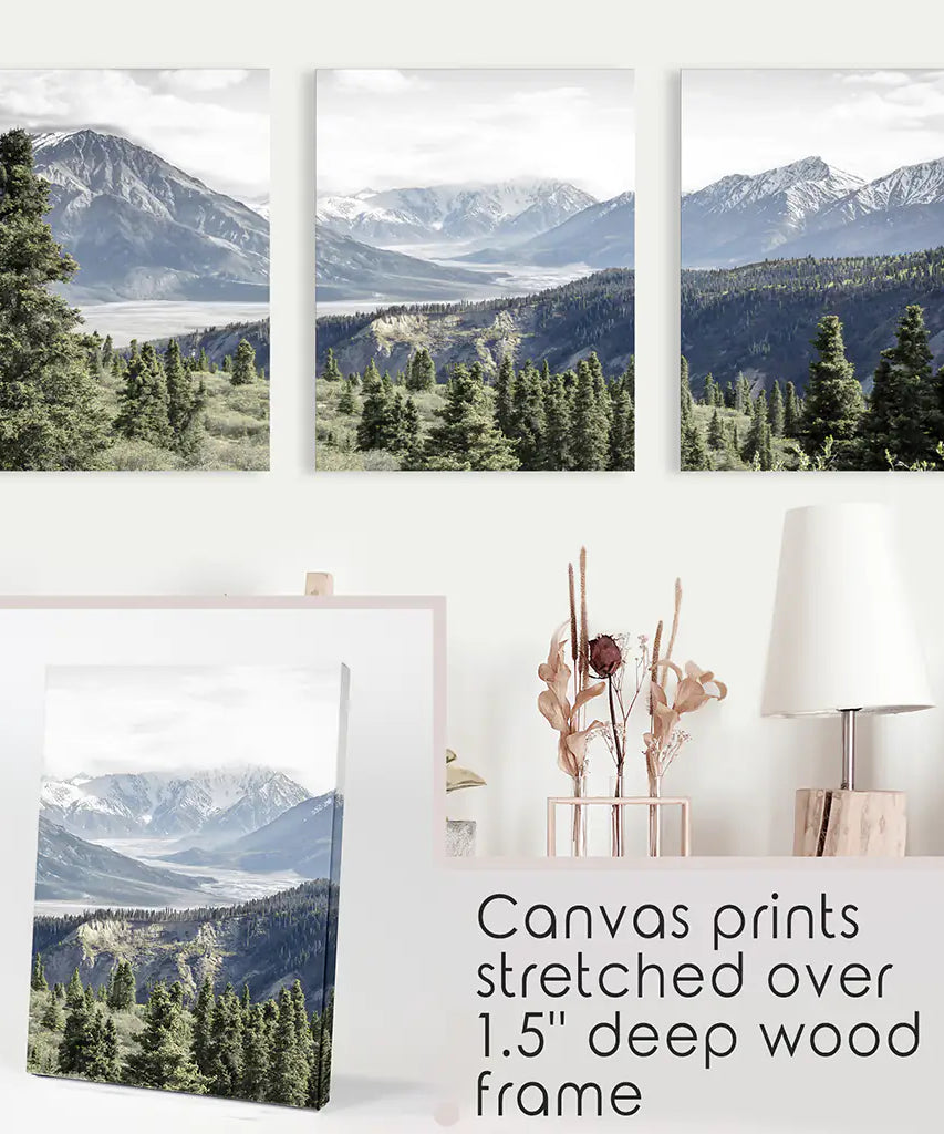Kluane Nationalpark Wildnis Natur Triptychon. Bergedrucke