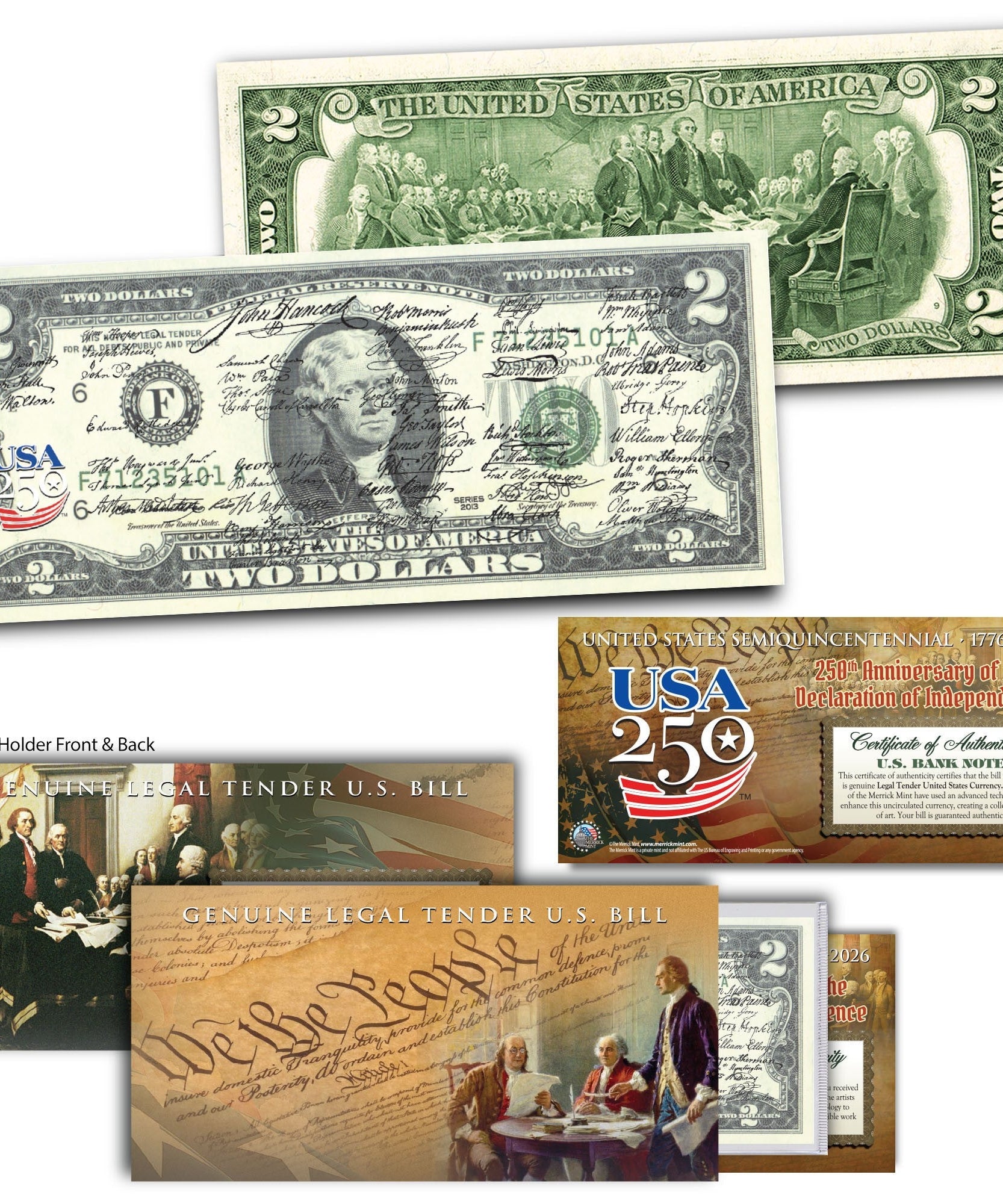 Unterschriften der Unabhängigkeitserklärung | 250. Jubiläum 2-Dollar-Note