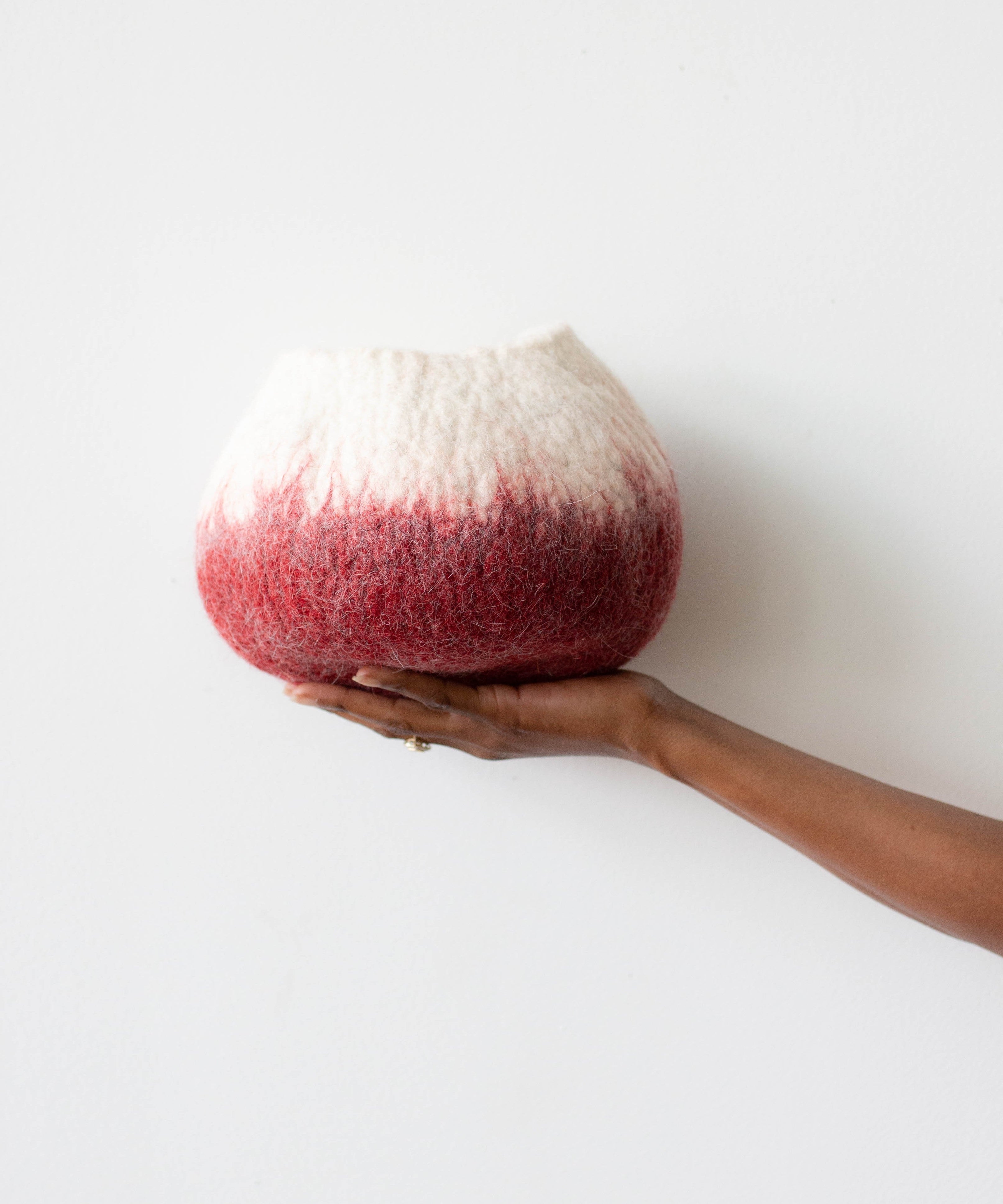 Berry Red Ombre Decorative Wool Ukhamba Bowl