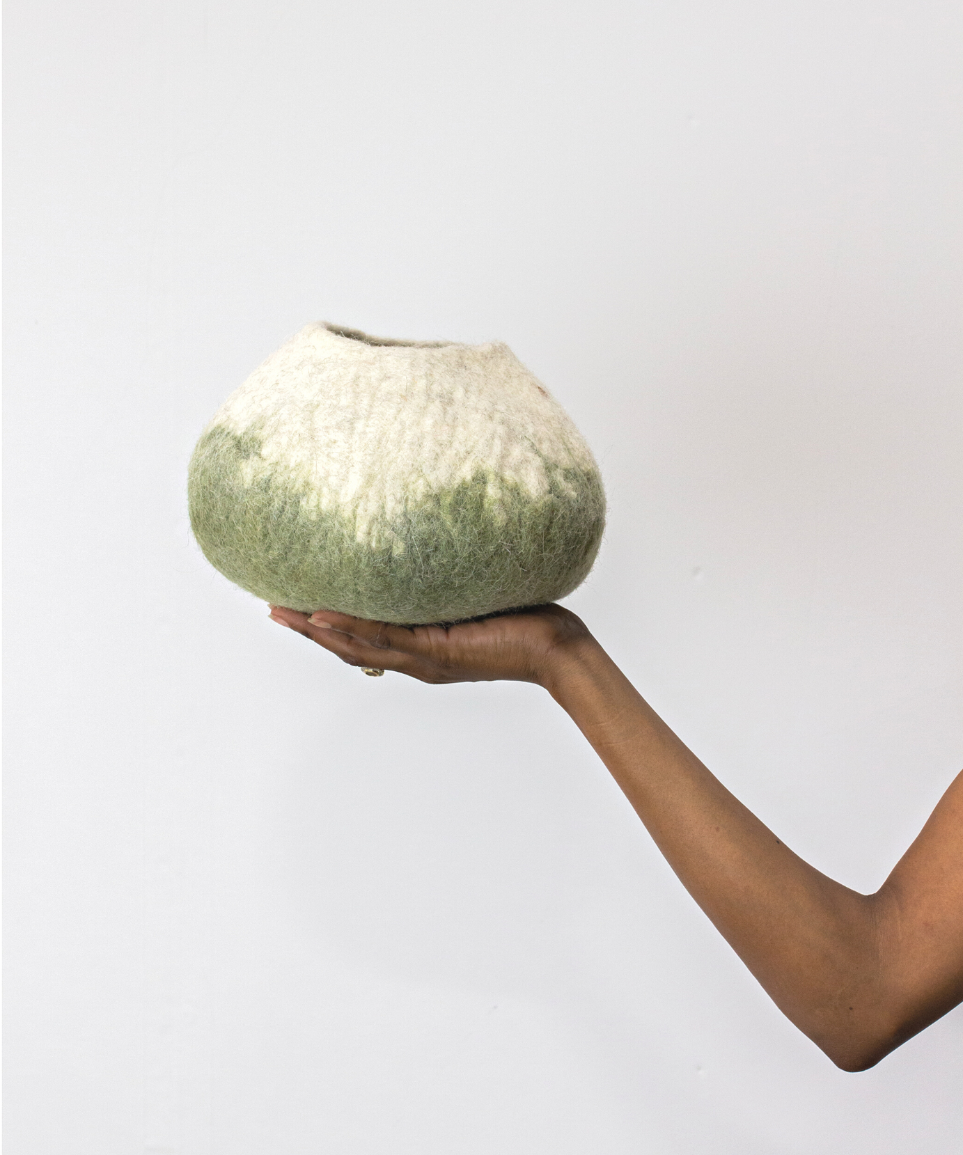 Olive Green Ombre Wool Decorative Ukhamba Bowl