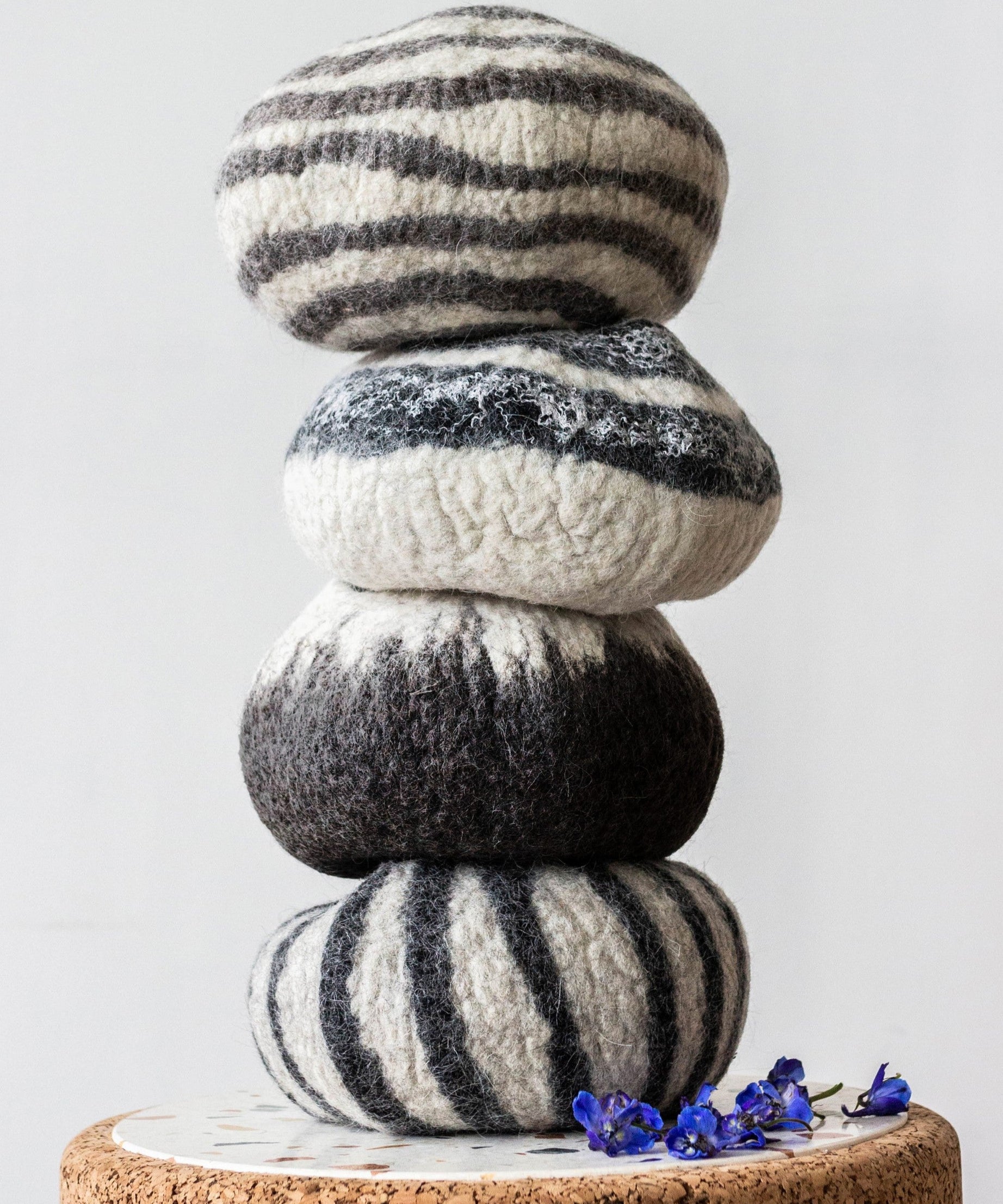 Midnight Ombre Hand-Felted Wool Decorative Ukhamba Bowl