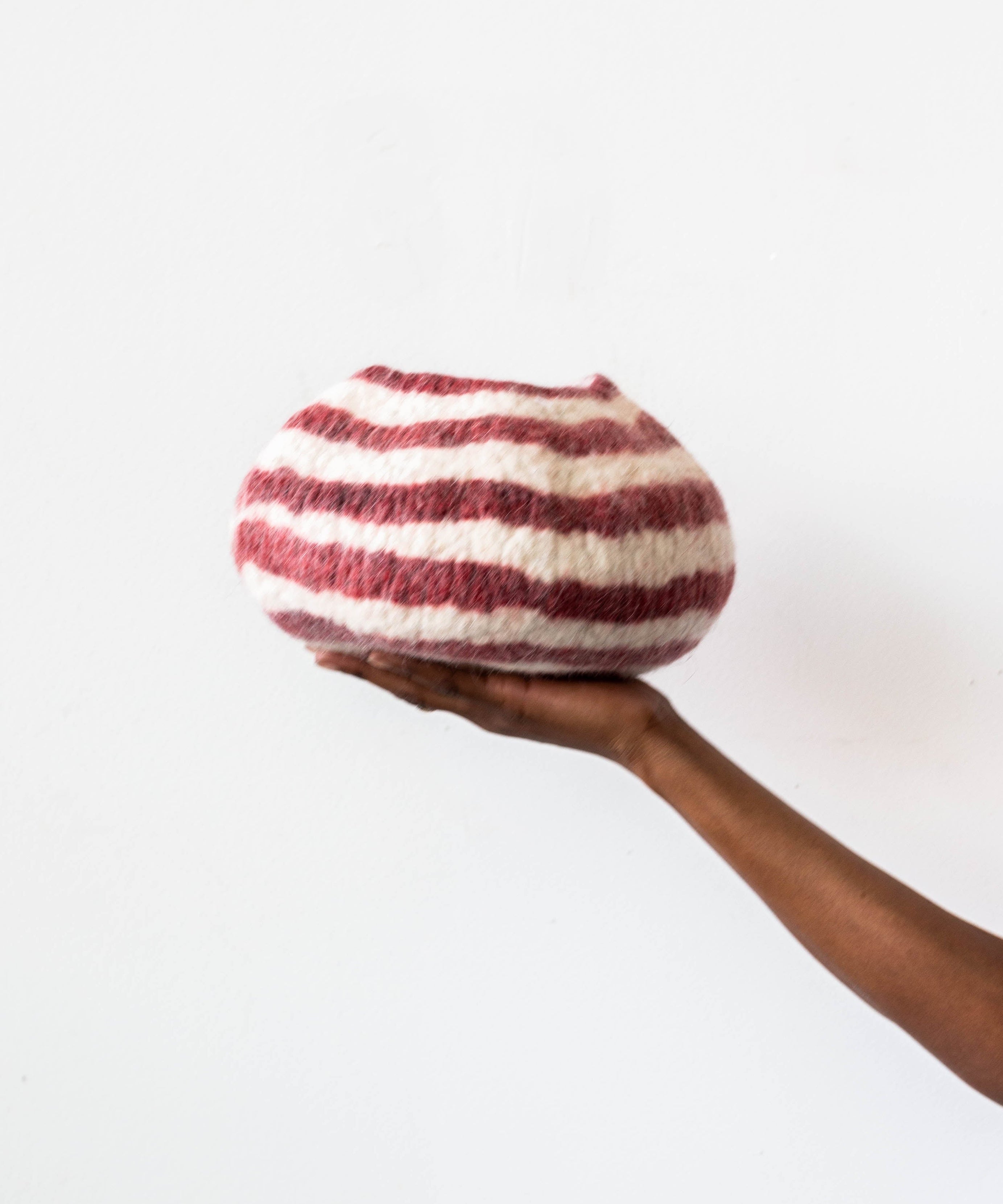 Berry Red Pathways Decorative Wool Ukhamba Bowl