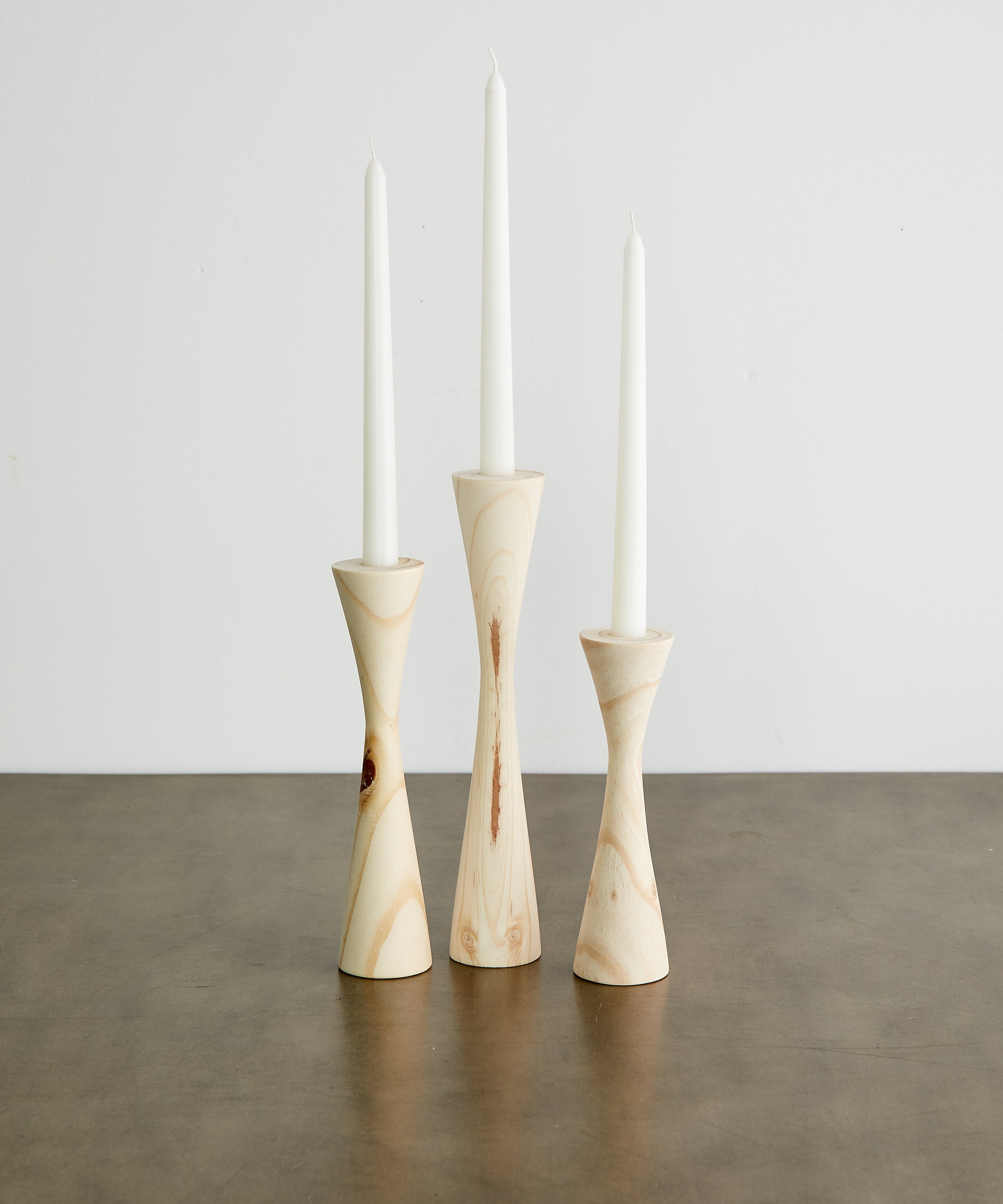 Geo Tapered Wooden Candlestick Holder