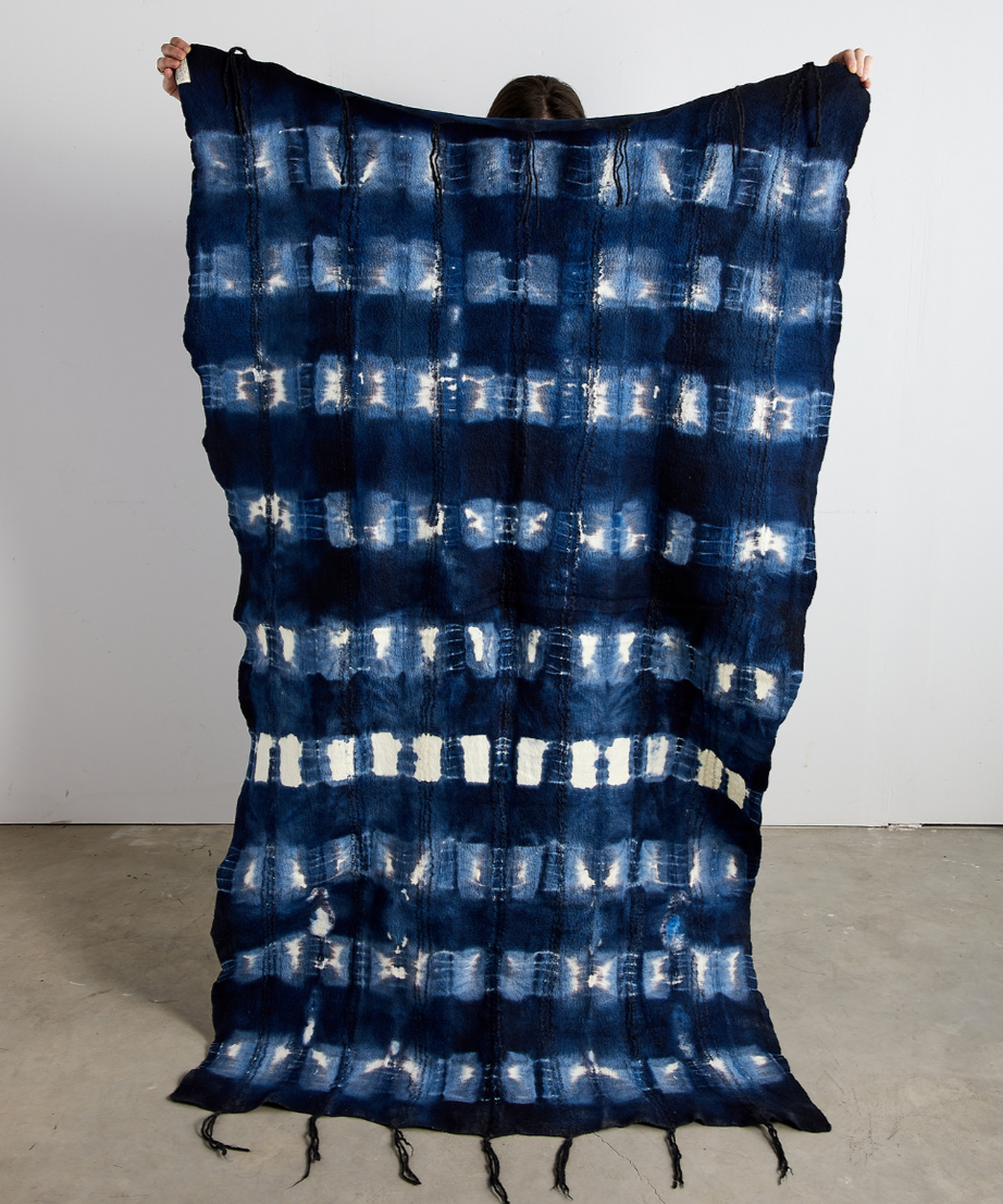 Adire Tye-Dye Lightweight Wool Throw Blanket